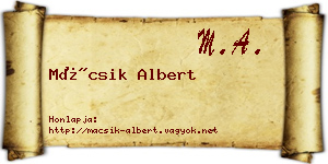 Mácsik Albert névjegykártya
