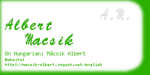 albert macsik business card